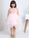 Toy Balloon Kids Net Asymmetric Dress For Girls ( Pack of 1 , Baby Pink )