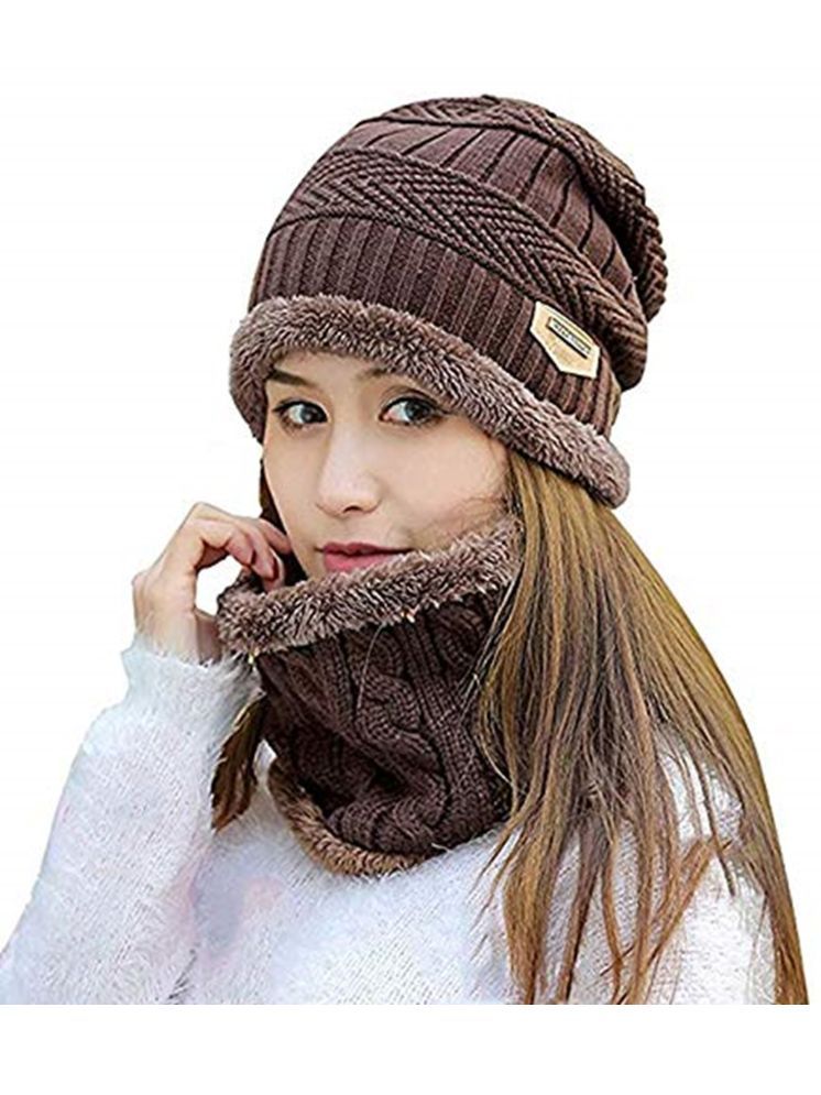     			ATIPRIYA Brown Woollen Women's Cap ( Pack of 1 )