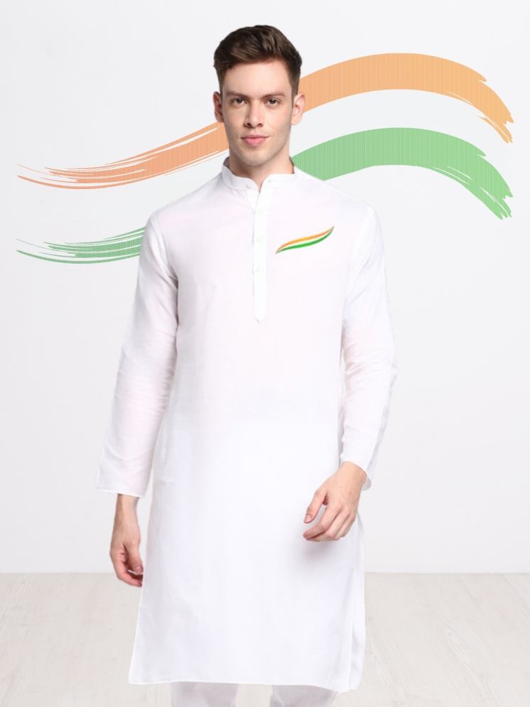     			Devoiler White Cotton Men's Regular Kurta ( Pack of 1 )