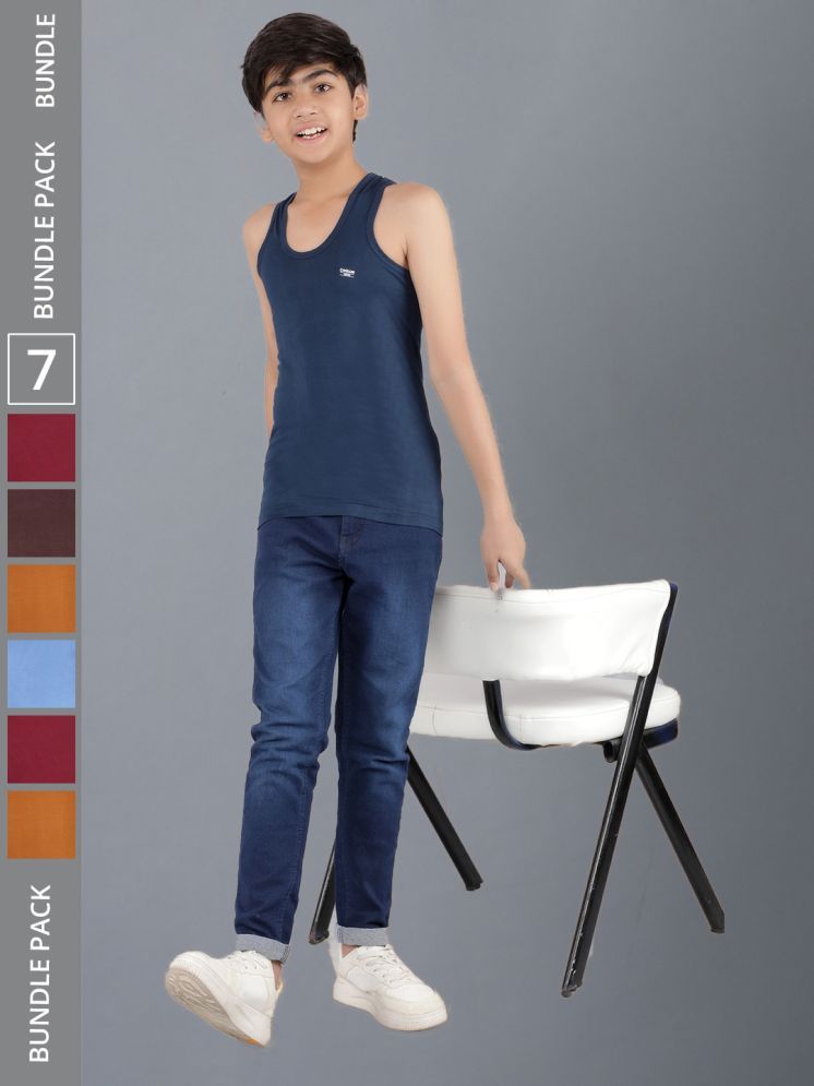     			Dollar Multi Color Cotton Solid Boys Vest ( Pack of 7 )