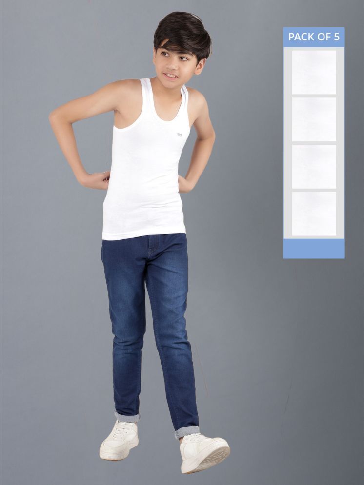     			Pack of 5 Dollar Cotton Solid Boys Vest ( White ) MLHVE-01-K-WHT-PO5