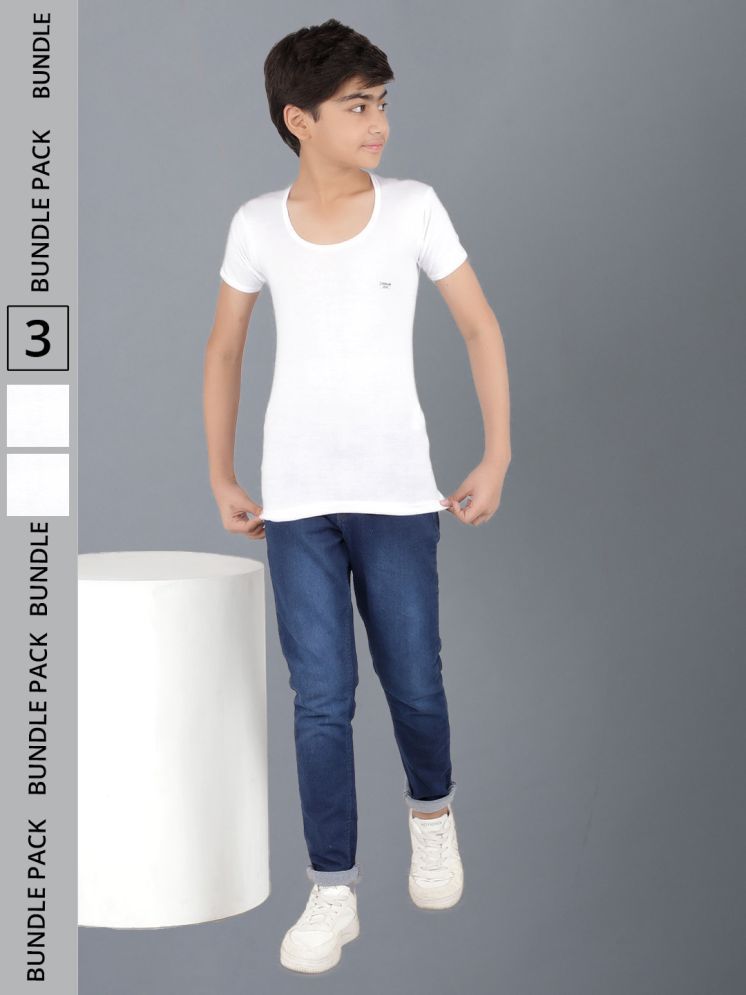     			Pack of 3 Dollar Cotton Solid Boys Vest ( White ) MLHVE-02-K-WHT-PO3