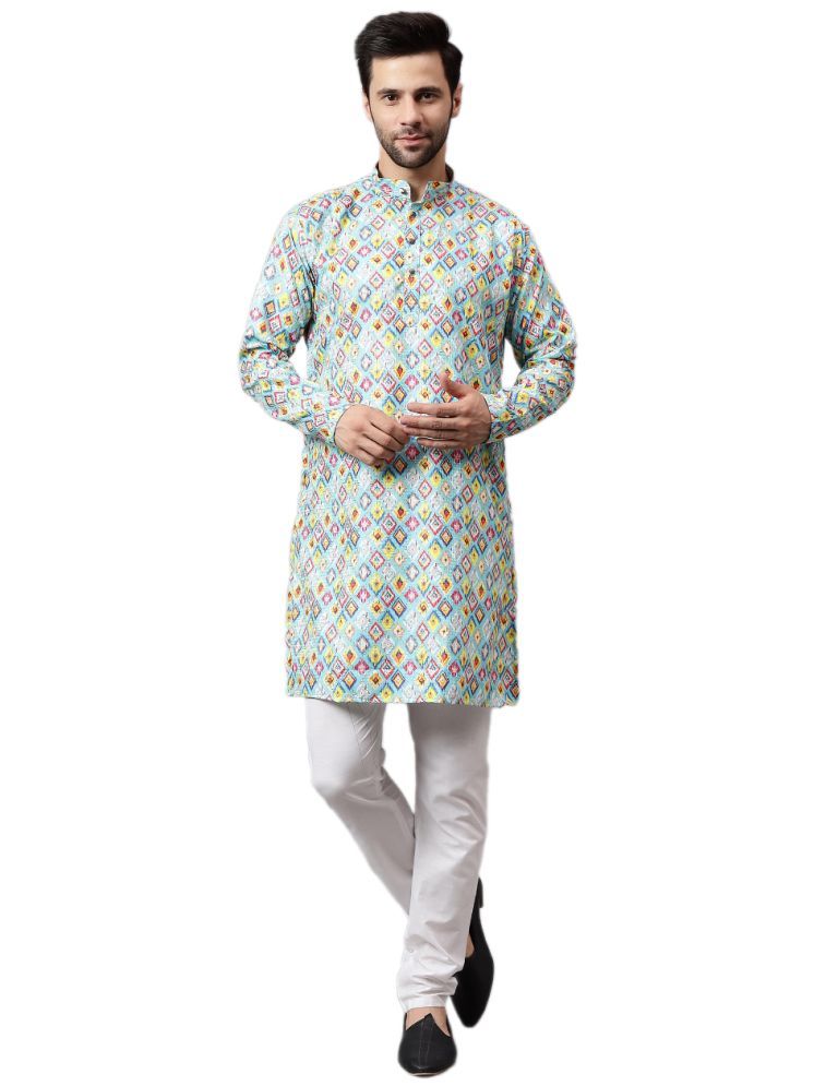     			FIREFISH Light Green Rayon Regular Fit Men's Kurta Pyjama Set ( Pack of 1 )