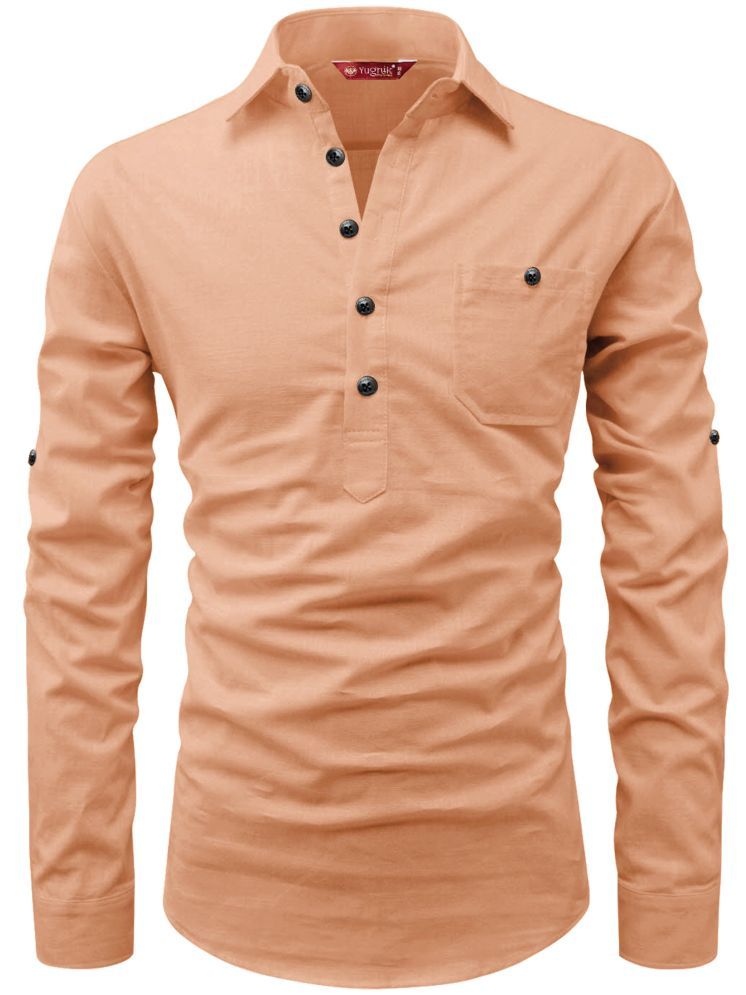     			FIREFISH Orange Cotton Men's Shirt Style Kurta ( Pack of 1 )