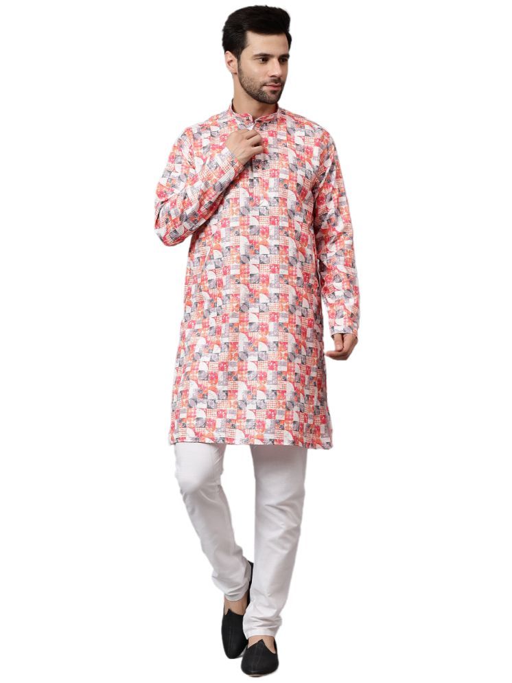     			FIREFISH Orange Rayon Regular Fit Men's Kurta Pyjama Set ( Pack of 1 )