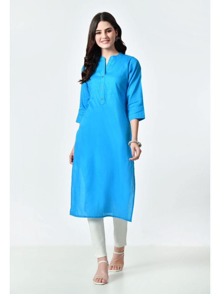     			MAURYA Cotton Blend Solid Straight Women's Kurti - Light Blue ( Pack of 1 )