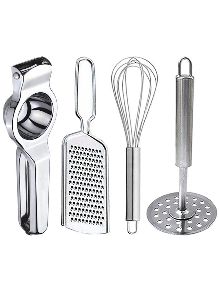     			OC9 Silver Stainless Steel Lemon+Grater+Whisk+Masher ( Set of 4 )