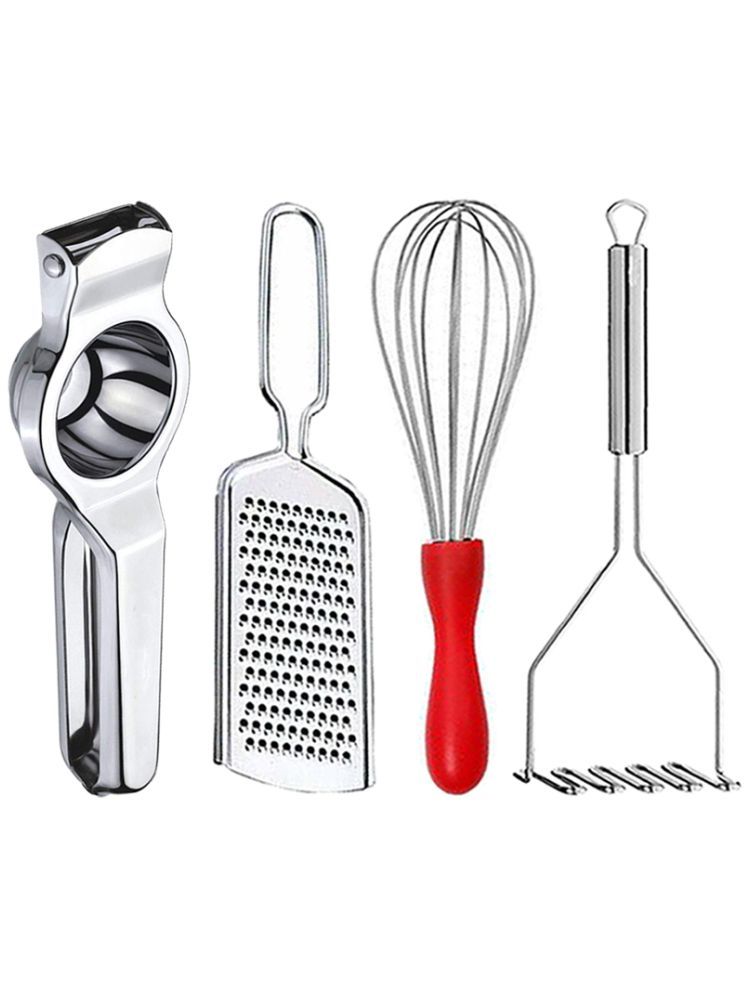     			OC9 Silver Stainless Steel Lemon+Grater+Whisk+Masher ( Set of 4 )