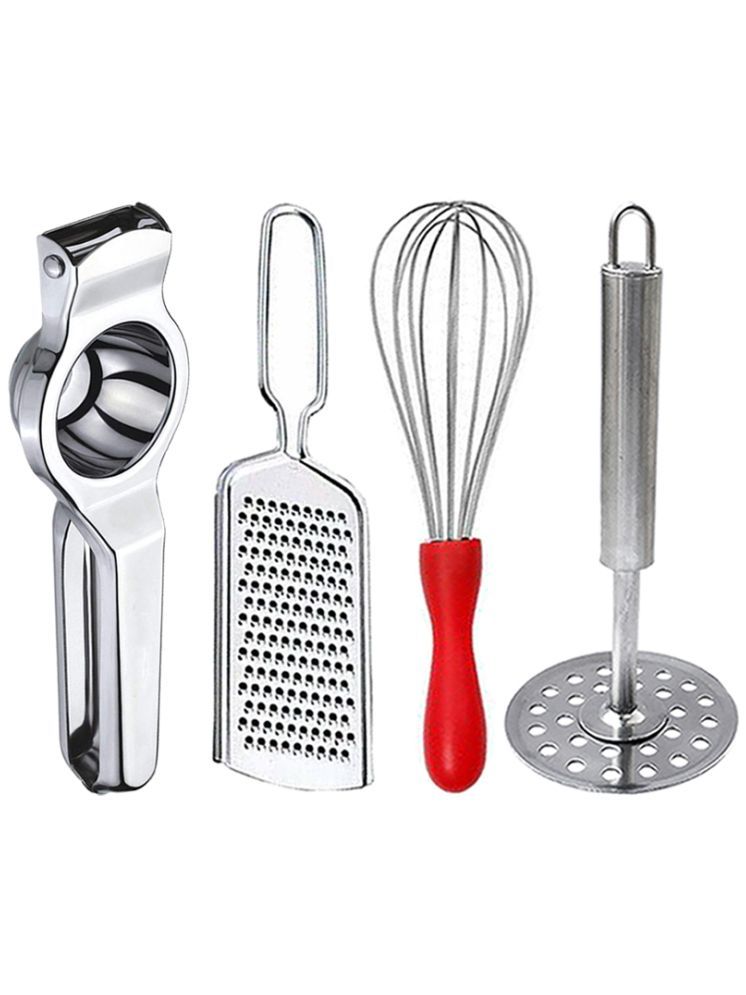     			OC9 Silver Stainless Steel Lemon+Grater+Whisk+Masher ( Set of 4 )