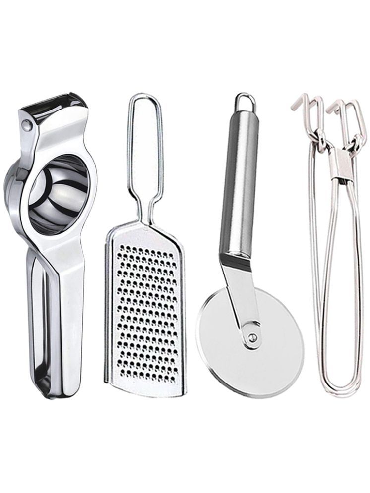     			OC9 Silver Stainless Steel Lemon+Grater+Pizza+Pakkad ( Set of 4 )