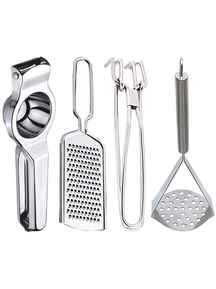     			OC9 Silver Stainless Steel Lemon+Grater+Pakkad+Masher ( Set of 4 )