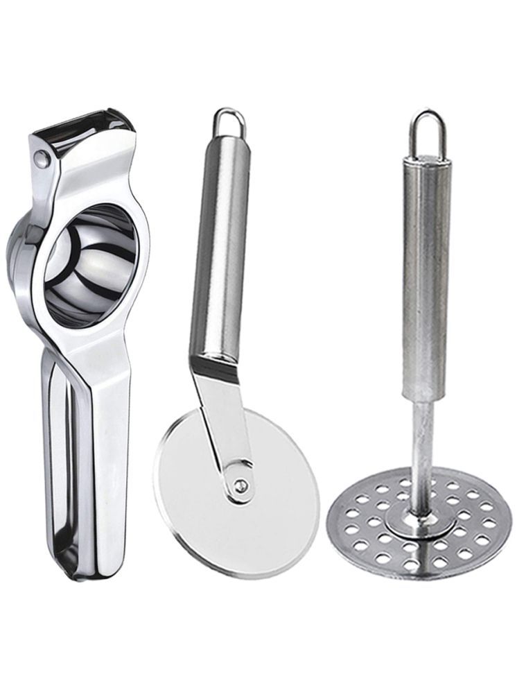     			OC9 Silver Stainless Steel Lemon+Pizza Cutter+Masher ( Set of 3 )