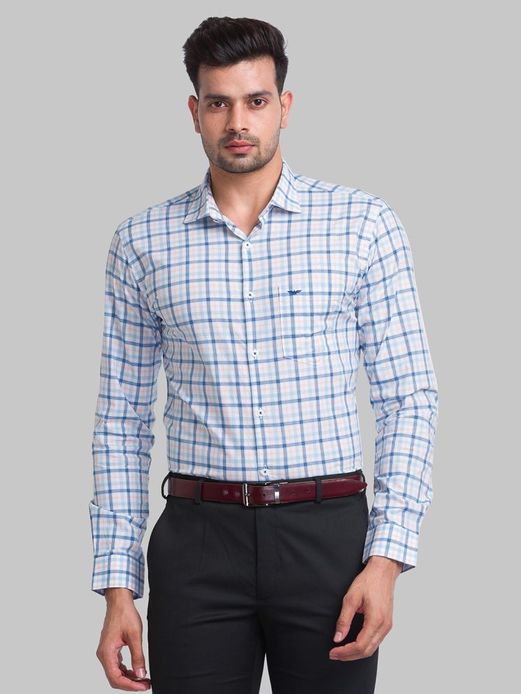     			Park Avenue 100% Cotton Slim Fit Checks Full Sleeves Men's Casual Shirt - Blue ( Pack of 1 )