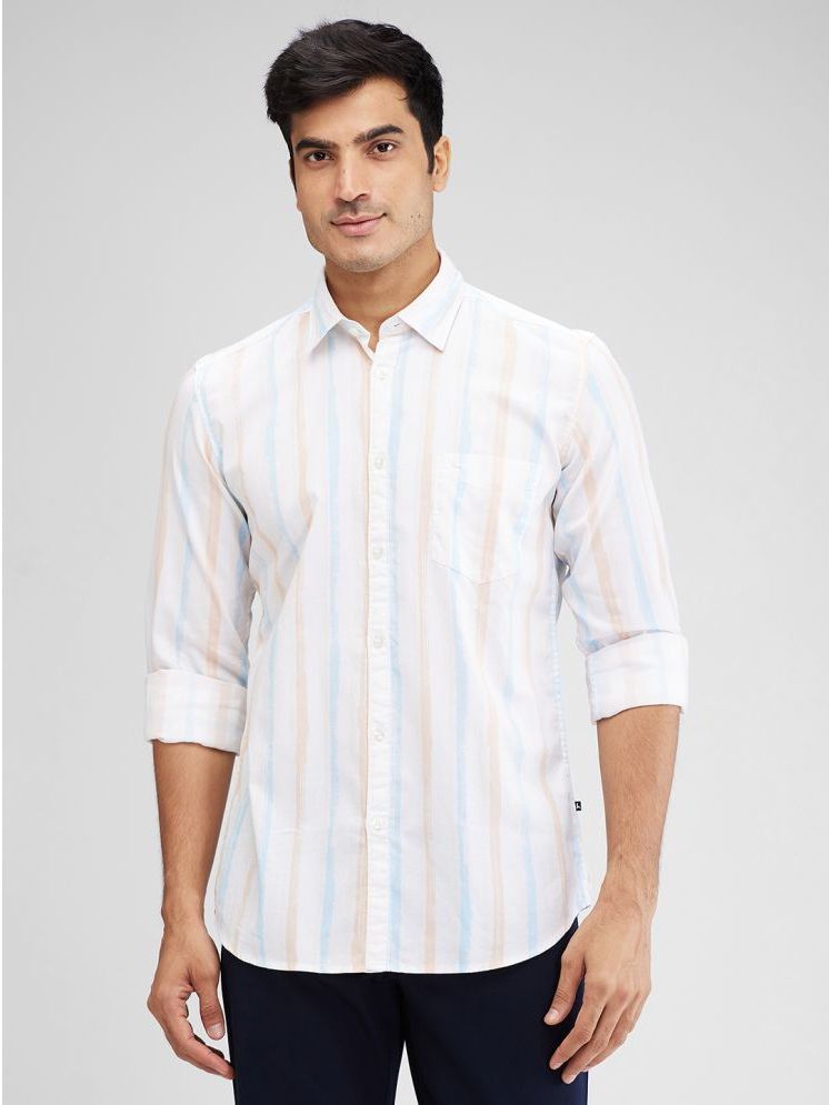     			Parx 100% Cotton Slim Fit Striped Full Sleeves Men's Casual Shirt - White ( Pack of 1 )