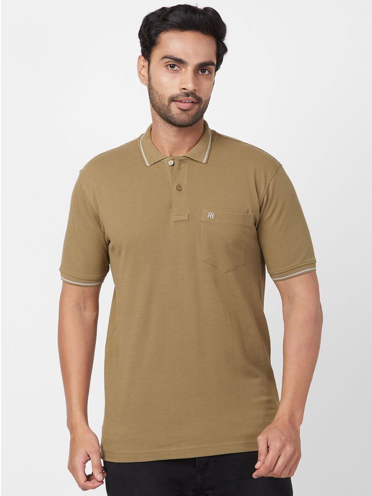     			Raymond Cotton Slim Fit Solid Half Sleeves Men's Polo T Shirt - Brown ( Pack of 1 )