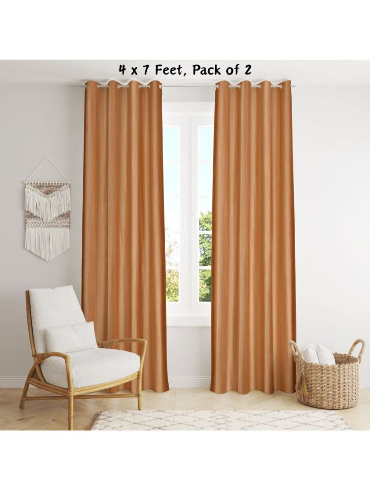     			SWIZIER Solid Room Darkening Eyelet Curtain 7 ft ( Pack of 2 ) - Beige