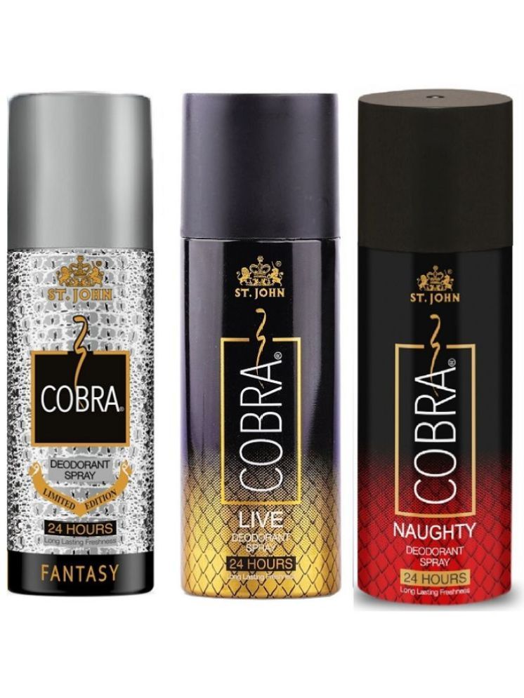     			St. John Cobra Fantasy ,Live & Naughty 150ml Each Deodorant Spray for Men 150 ml ( Pack of 3 )