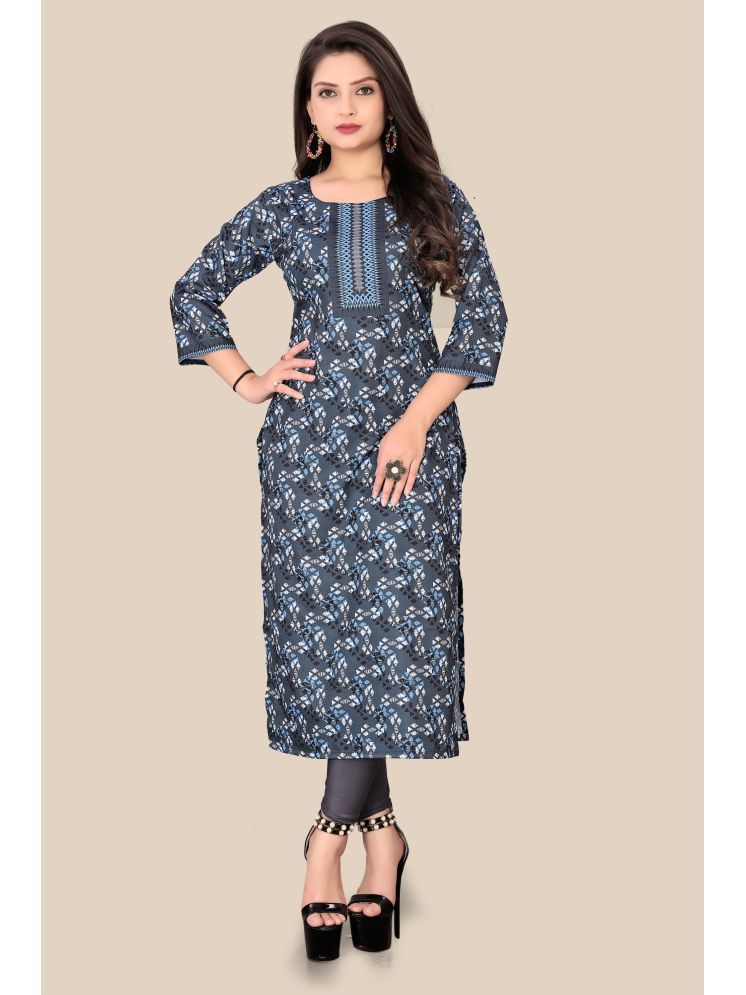     			Sukhvilas Fashion Rayon Flex Printed Straight Women's Kurti - Navy Blue ( Pack of 1 )