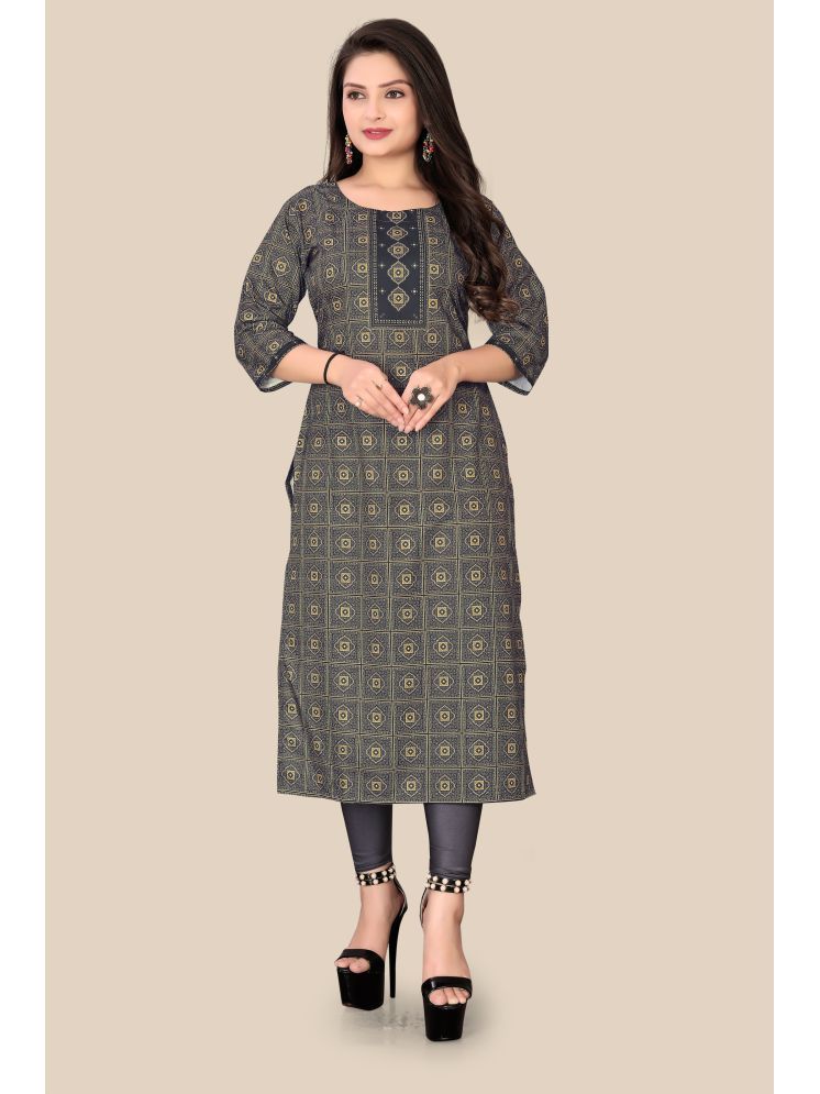     			Sukhvilas Fashion Rayon Flex Printed Straight Women's Kurti - Black ( Pack of 1 )