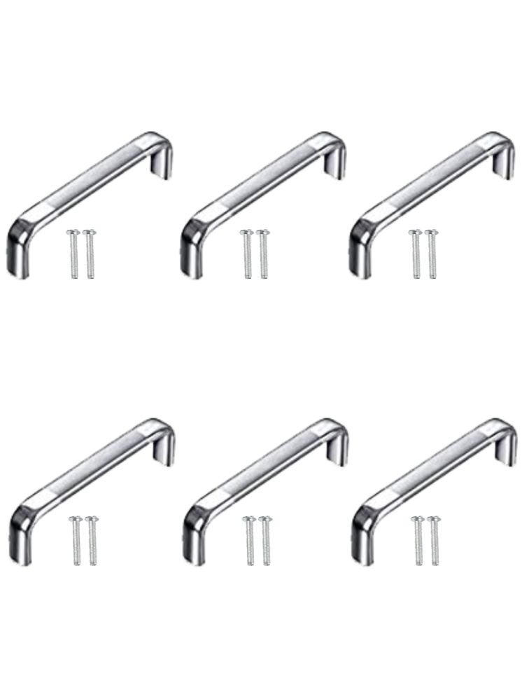     			Sun Shield Steel Door Handle Oval D 4 Inch SS Finish Set of 6 Pcs With Screws