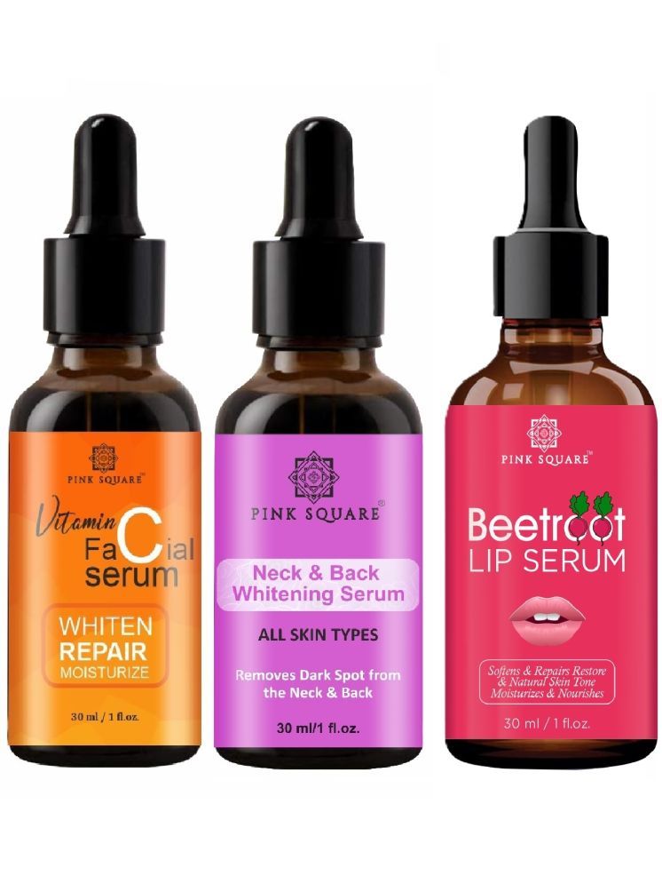     			Vitamin C Facial Serum, Neck and Back Whitening Serum & Beetroot Lip Serum for Soft Lips (Each,30ml) Combo of 3