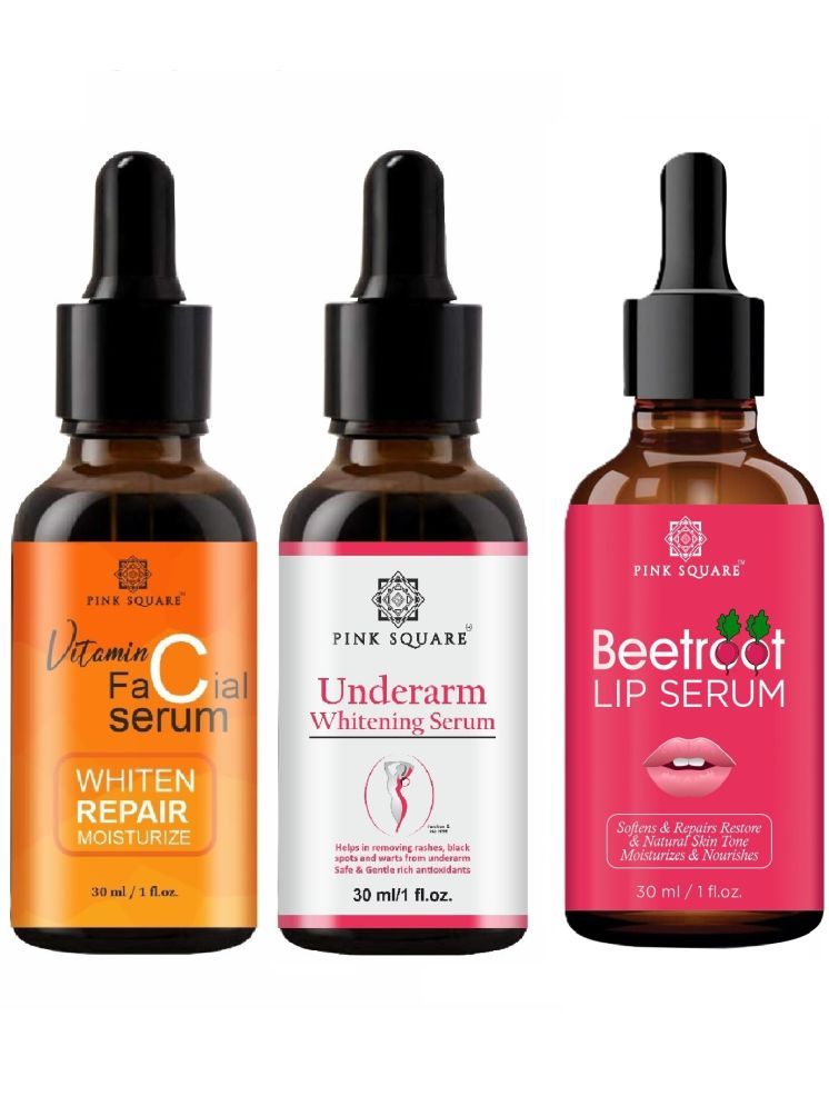     			Vitamin C Facial Serum, Underarm Whitening Serum & Beetroot Lip Serum for Soft Lips (Each,30ml) Combo of 3