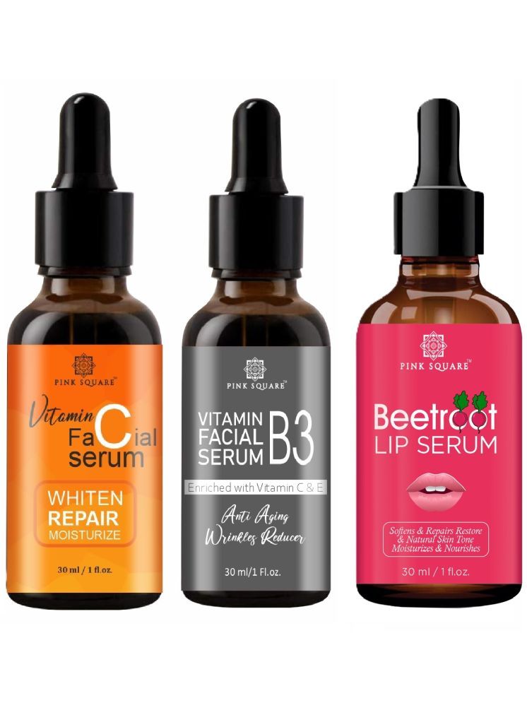     			Vitamin C Facial Serum, Vitamin B3 Face Serum & Beetroot Lip Serum for Soft and Pink Lips (Each,30ml) Combo of 3