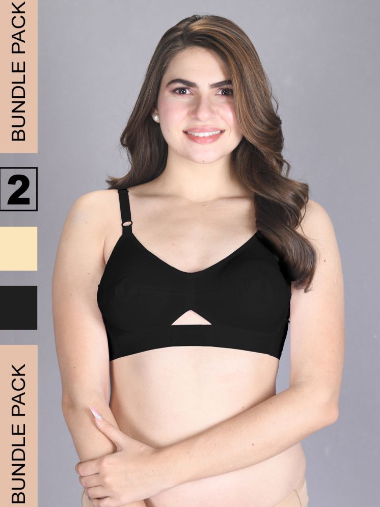     			lux venus Pack of 2 Cotton Non Padded Women's Everyday Bra ( Beige ) VEN_BRA151_SK_BLK_2PC