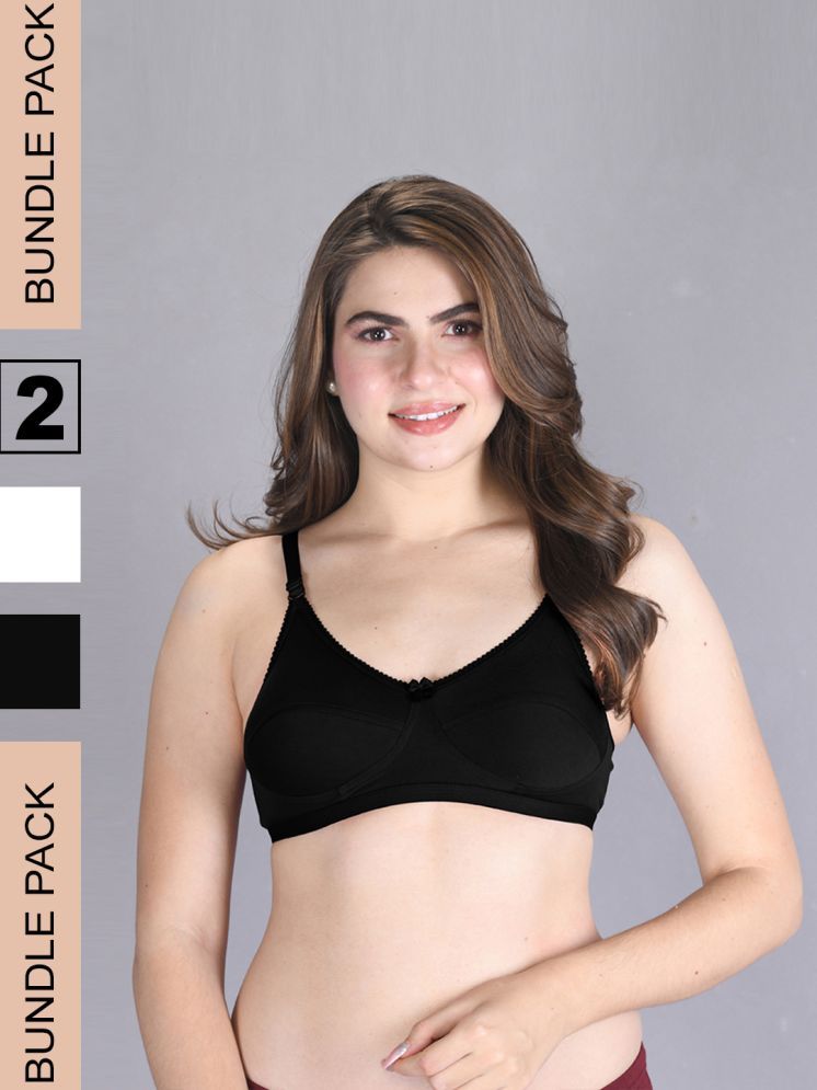     			lux venus Black Cotton Non Padded Women's Everyday Bra ( Pack of 2 )