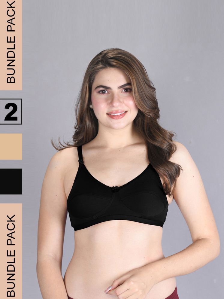     			lux venus Black Cotton Non Padded Women's Everyday Bra ( Pack of 2 )