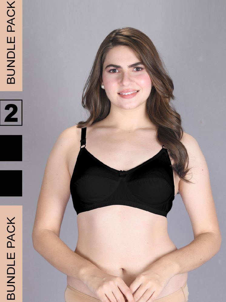     			lux venus Pack of 2 Cotton Non Padded Women's Everyday Bra ( Black ) VEN_BRA153_BLK_2PC