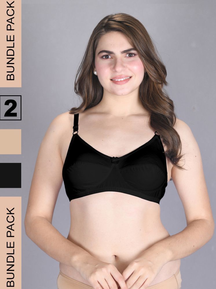     			lux venus Black Cotton Non Padded Women's Everyday Bra ( Pack of 2 )