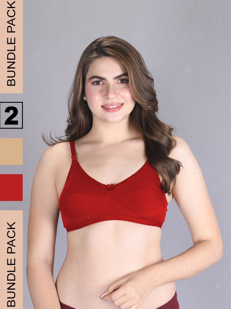     			lux venus Pack of 2 Cotton Non Padded Women's Everyday Bra ( Red ) VEN_BRA162_SK_RD_2PC