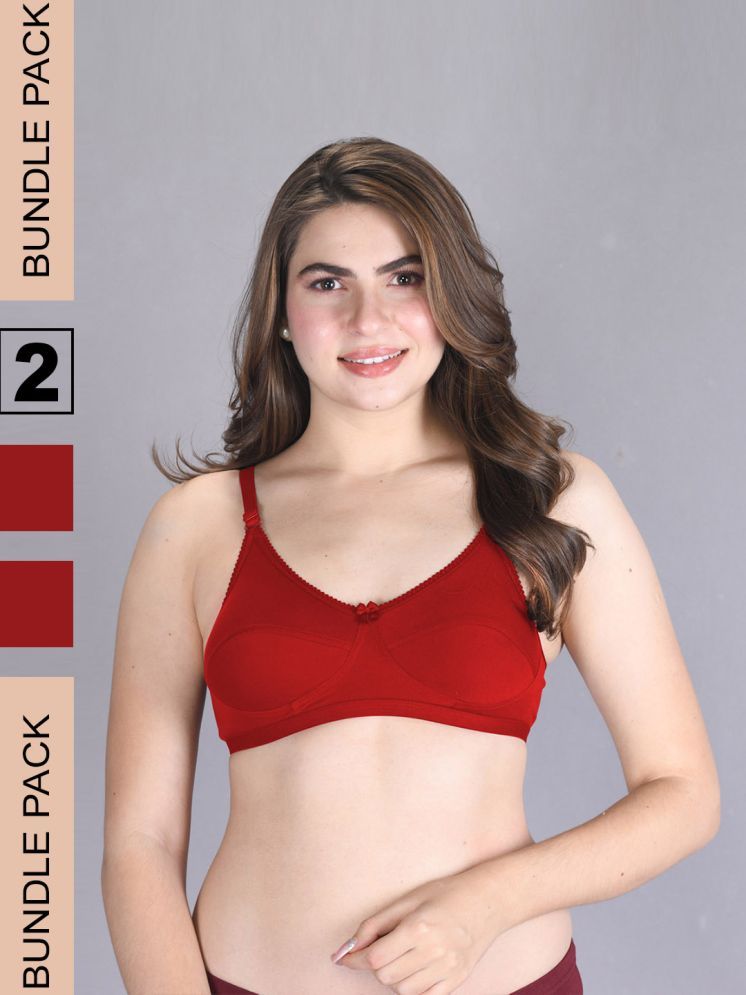     			lux venus Pack of 2 Cotton Non Padded Women's Everyday Bra ( Red ) VEN_BRA162_RD_2PC