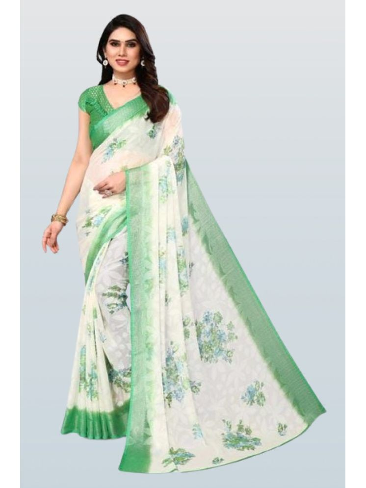     			mahalaxmi fab Chiffon Printed Saree With Blouse Piece - Green ( Pack of 1 )