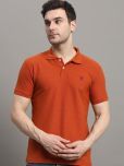 R.ARHAN PREMIUM Pack of 1 Cotton Blend Regular Fit Solid Half Sleeves Men's Polo T Shirt ( Rust )