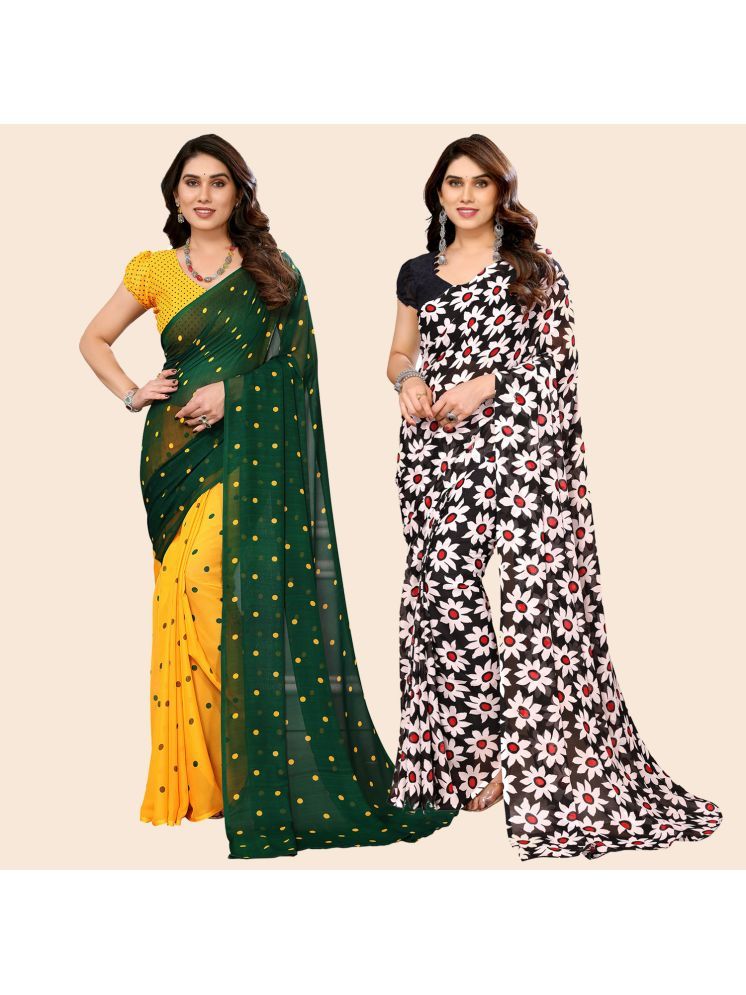     			ANAND SAREES Georgette Printed Saree With Blouse Piece - Multicolour ( Pack of 2 )