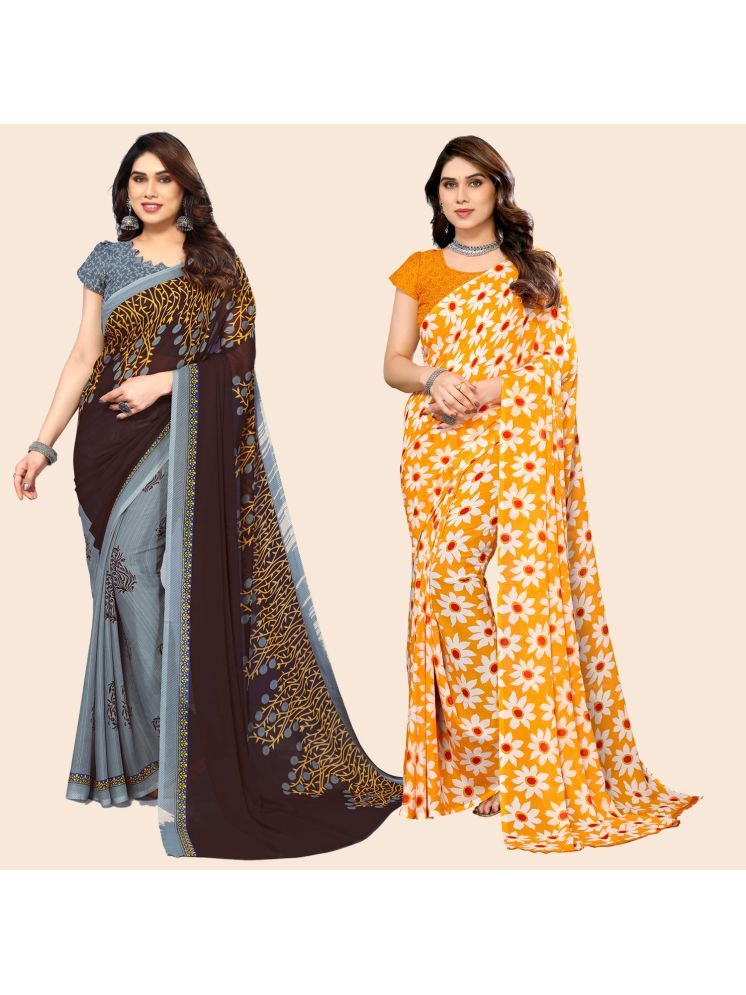     			ANAND SAREES Georgette Printed Saree With Blouse Piece - Multicolour ( Pack of 2 )