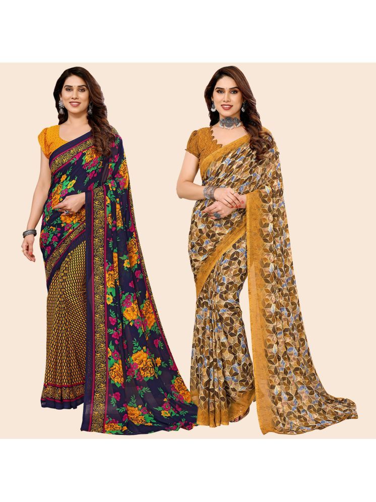     			ANAND SAREES Georgette Printed Saree With Blouse Piece - Multicolour ( Pack of 2 )