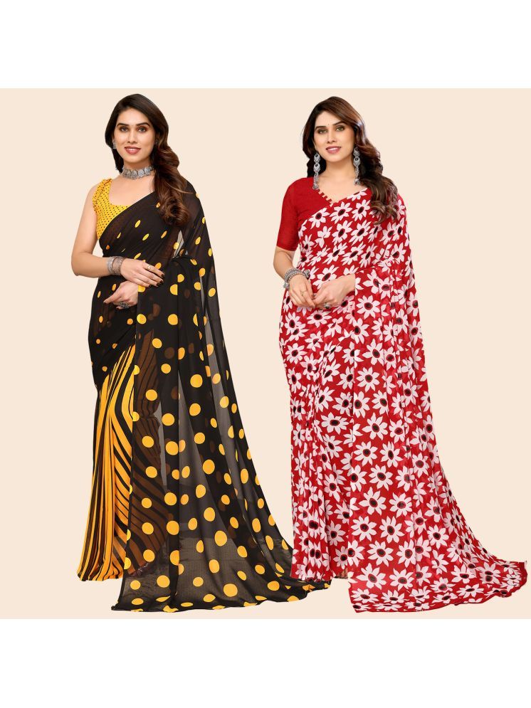     			ANAND SAREES Georgette Printed Saree With Blouse Piece - Multicolour ( Pack of 2 )