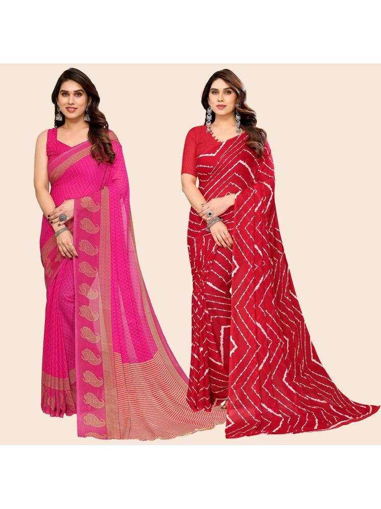     			ANAND SAREES Georgette Printed Saree With Blouse Piece - Multicolour ( Pack of 2 )