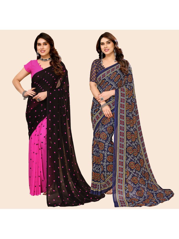     			ANAND SAREES Georgette Printed Saree With Blouse Piece - Multicolour ( Pack of 2 )