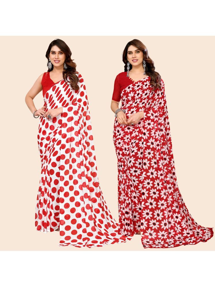     			ANAND SAREES Georgette Printed Saree With Blouse Piece - Multicolour ( Pack of 2 )