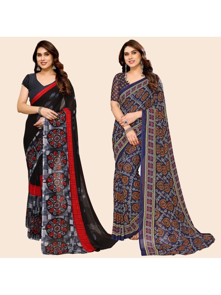     			ANAND SAREES Georgette Printed Saree With Blouse Piece - Multicolour ( Pack of 2 )