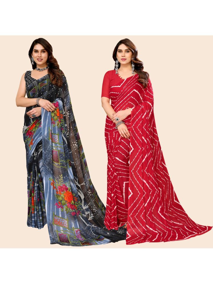     			ANAND SAREES Georgette Printed Saree With Blouse Piece - Multicolour ( Pack of 2 )