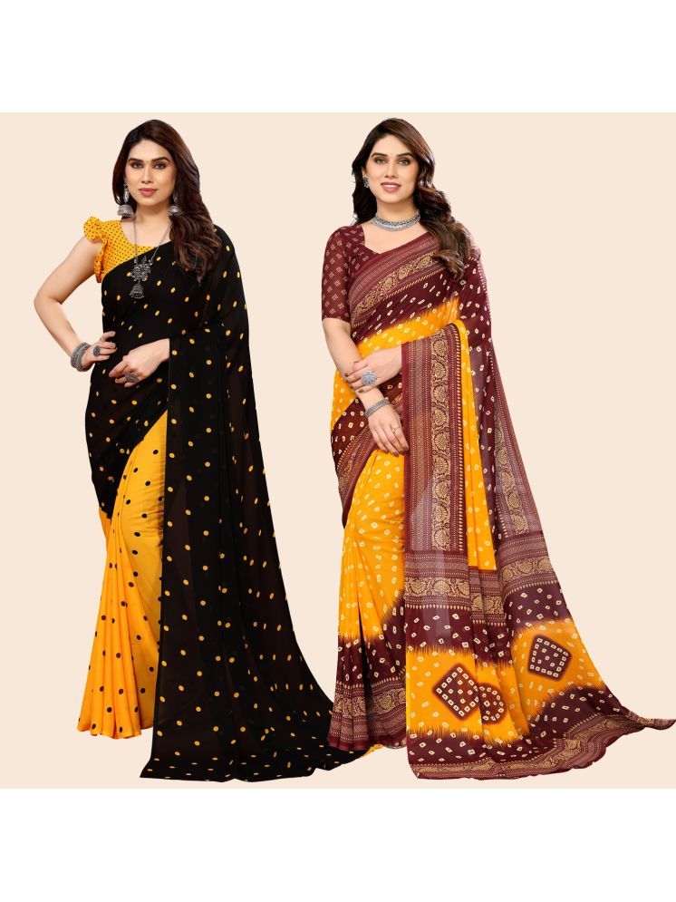     			ANAND SAREES Georgette Printed Saree With Blouse Piece - Multicolour ( Pack of 2 )