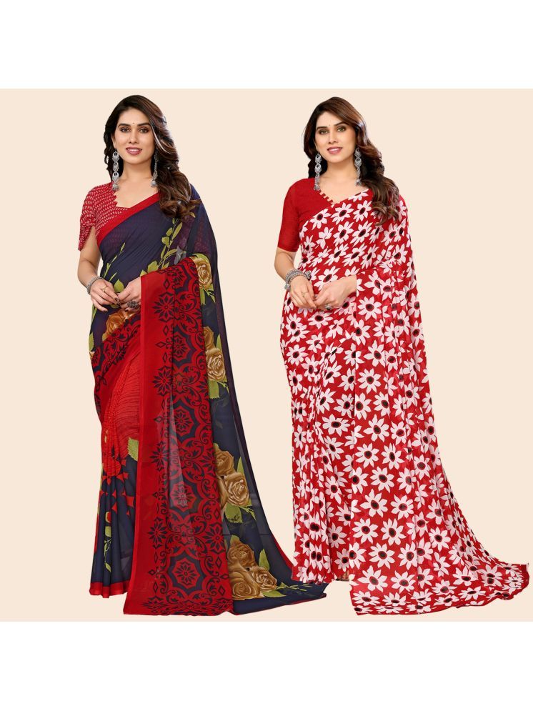     			ANAND SAREES Georgette Printed Saree With Blouse Piece - Multicolour ( Pack of 2 )