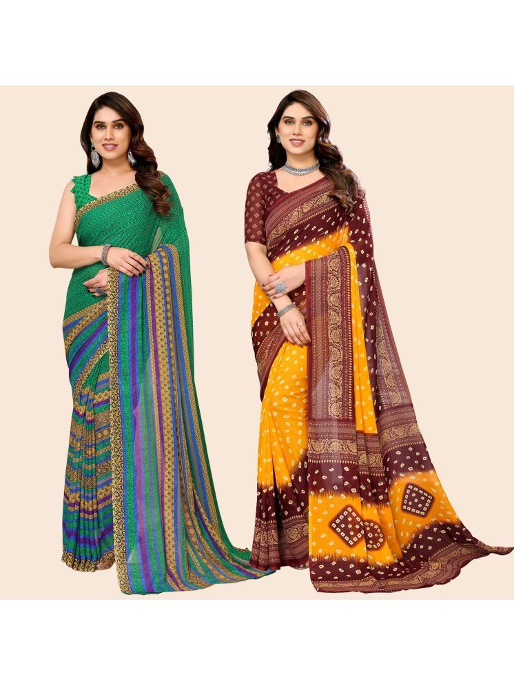     			ANAND SAREES Georgette Printed Saree With Blouse Piece - Multicolour ( Pack of 2 )