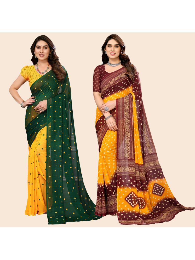     			ANAND SAREES Georgette Printed Saree With Blouse Piece - Multicolour ( Pack of 2 )