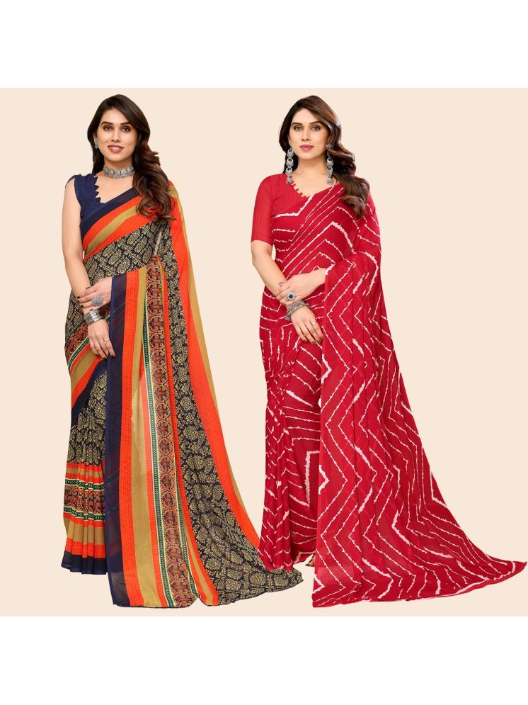     			ANAND SAREES Georgette Printed Saree With Blouse Piece - Multicolour ( Pack of 2 )